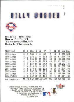 2005 Fleer Platinum #15 Billy Wagner Back
