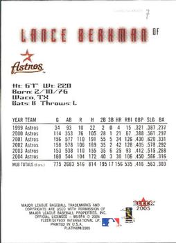 2005 Fleer Platinum #7 Lance Berkman Back