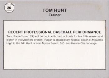 1987 Best Chattanooga Lookouts #26 Tom Hunt Back