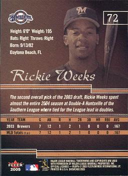 2005 Fleer Showcase #72 Rickie Weeks Back