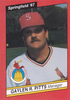 1987 Best Springfield Cardinals #1 Gaylen Pitts Front
