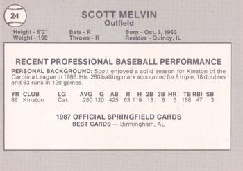 1987 Best Springfield Cardinals #24 Scott Melvin Back