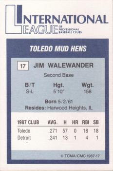1987 TCMA International League All-Stars #17 Jim Walewander Back