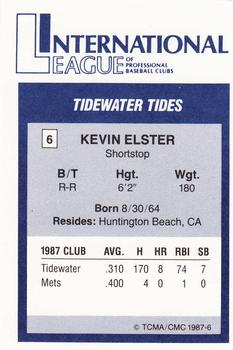 1987 TCMA International League All-Stars #6 Kevin Elster Back