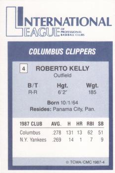 1987 TCMA International League All-Stars #4 Roberto Kelly Back