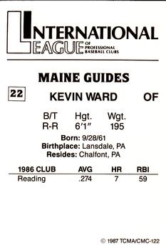 1987 TCMA Maine Guides #22 Kevin Ward Back