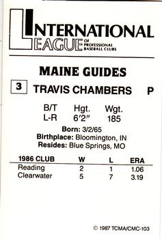 1987 TCMA Maine Guides #3 Travis Chambers Back