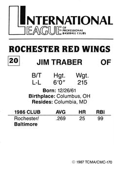 1987 TCMA Rochester Red Wings #20 Jim Traber Back