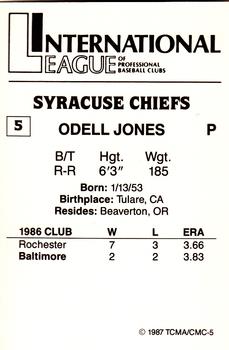 1987 TCMA Syracuse Chiefs #5 Odell Jones Back