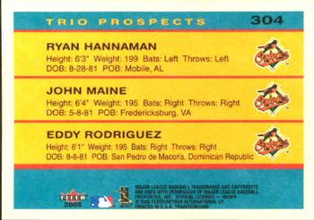 2005 Fleer Tradition #304 Ryan Hannaman / John Maine / Eddy Rodriguez Back