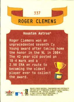2005 Fleer Tradition #337 Roger Clemens Back