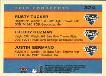 2005 Fleer Tradition #324 Rusty Tucker / Freddy Guzman / Justin Germano Back