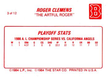1987 Star Roger Clemens #3 Roger Clemens Back