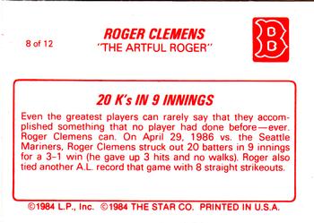 1987 Star Roger Clemens #8 Roger Clemens Back