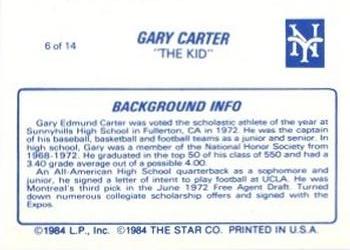 1987 Star Gary Carter #6 Gary Carter Back