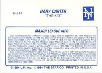 1987 Star Gary Carter #8 Gary Carter Back