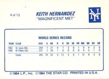 1987 Star Keith Hernandez #4 Keith Hernandez Back