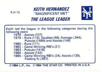 1987 Star Keith Hernandez #9 Keith Hernandez Back