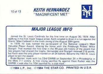 1987 Star Keith Hernandez #10 Keith Hernandez Back