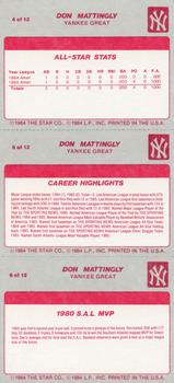 1987 Star Don Mattingly #4-6 Don Mattingly Back
