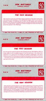 1987 Star Don Mattingly #7-9 Don Mattingly Back