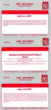 1987 Star Don Mattingly #10-12 Don Mattingly Back