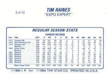 1987 Star Tim Raines #2 Tim Raines Back