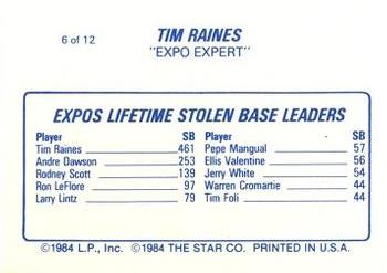 1987 Star Tim Raines #6 Tim Raines Back