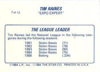 1987 Star Tim Raines #7 Tim Raines Back