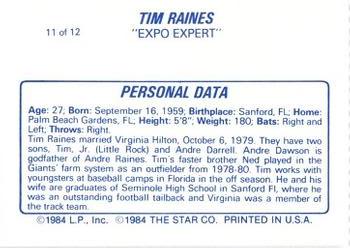 1987 Star Tim Raines #11 Tim Raines Back