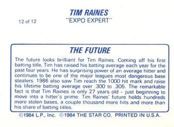 1987 Star Tim Raines #12 Tim Raines Back