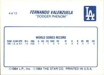 1987 Star Fernando Valenzuela #4 Fernando Valenzuela Back