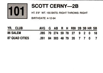 1988 Cal League #101 Scott Cerny Back