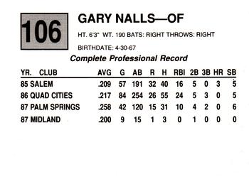 1988 Cal League #106 Gary Nalls Back
