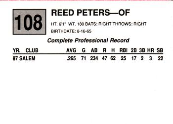 1988 Cal League #108 Reed Peters Back
