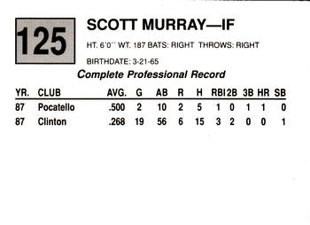 1988 Cal League #125 Scott Murray Back