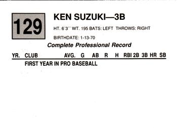 1988 Cal League #129 Ken Suzuki Back