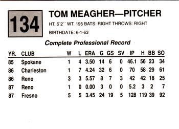 1988 Cal League #134 Tom Meagher Back