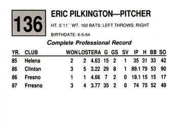 1988 Cal League #136 Eric Pilkington Back
