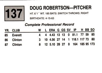 1988 Cal League #137 Doug Robertson Back