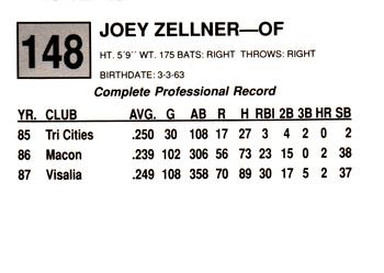 1988 Cal League #148 Joey Zellner Back