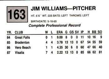 1988 Cal League #163 Jimmy Williams Back