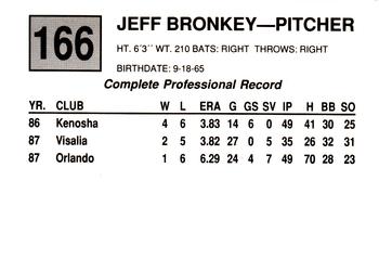 1988 Cal League #166 Jeff Bronkey Back