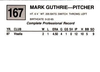 1988 Cal League #167 Mark Guthrie Back
