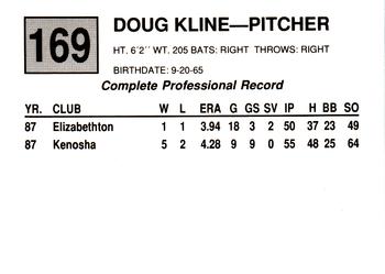1988 Cal League #169 Doug Kline Back