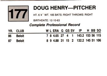 1988 Cal League #177 Doug Henry Back