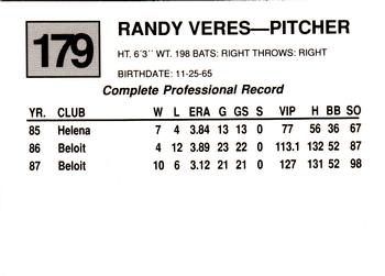 1988 Cal League #179 Randy Veres Back