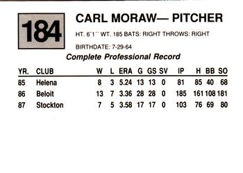 1988 Cal League #184 Carl Moraw Back