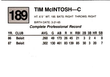 1988 Cal League #189 Tim McIntosh Back