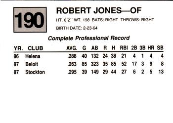 1988 Cal League #190 Bobby Jones Back